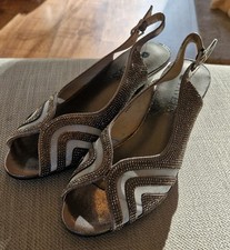 Grey/Silver diamonte shoes Size 4/37