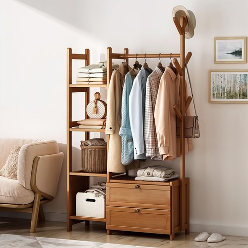 Bamboo multi tier garment rack - multi-tier,