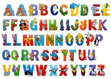 Wooden Jungle Animal Upper Case Alphabet Letters Self Adhesive