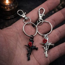 Gothic Cross Keychain Rose