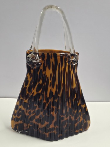 Vintage handbag glass vase - glass,