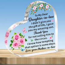 Heart Shaped Acrylic Plaque Gift for Daughter in Law from Mother in Law