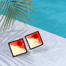 Small Square Resin Stud Earrings