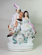 Antique 19th Century Staffordshire Scottish Poor Man’s Clock Flat Back Figurine