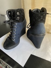 LOUIS VUITTON black NAVY WEDGE