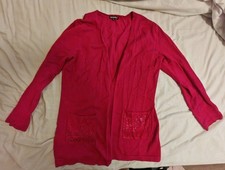 Ladies Casamia Buttonless Cardigan Size S Red w/Pinkis Hue 75% Viscose 25% Nylon
