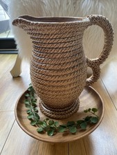 Vtg Govancraft Stoneware Rope Woven 1950s Scottish Jug Pitcher Country Chic Vase