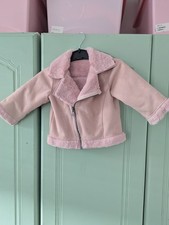 Baby Girls Pink Suedette Fur Lined Biker Jacket 6-9m