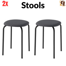 2x IKEA Metal Bar Stools Stackable Kitchen Counter Home Office Seating Chairs