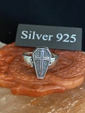 Solid Silver Coffin with Cross