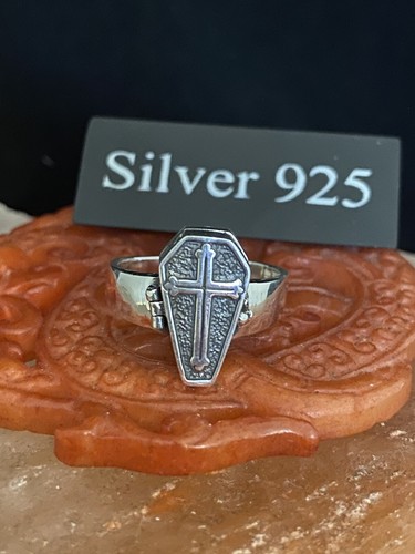 Solid silver coffin with - solid, cross