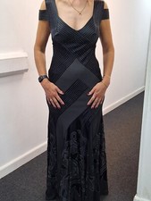 Black Evening Dress Designer Pearce Fionda - Size 10  