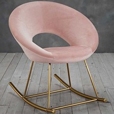 Stella Vintage Pink Rocking Chair Velvet Comfort with Chic Gold Legs graded
