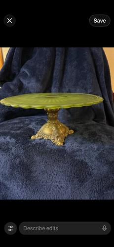 Vintage green satin glass - vintage, cake