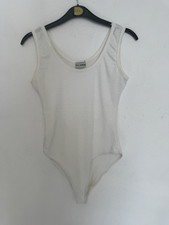 Vintage 80s White Body Bodysuit Leotard Miss Selfridge Size Small