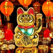 Gold Money Cat Waving Chinese Fortune Box Neko Maneki Feng Wealth Gold Lge