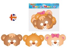 TEDDY BEAR DRESS UP CARD MASKS - KIDS FANCY DRESS PARTY BAG FILLERS FACE MASK