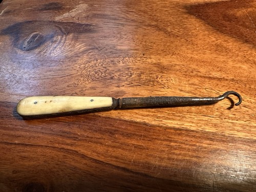 Antique bone handle buttonhook - handle,