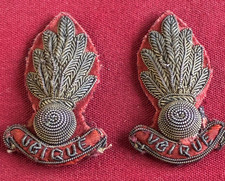Rare Pair WW1/WW2 Royal Artillery Wired and Bullion Service Dress Collar Badges