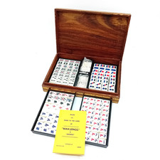 VINTAGE MAHJONG SET IN WOODEN BRASS INLAY BOX Decorative tiles set