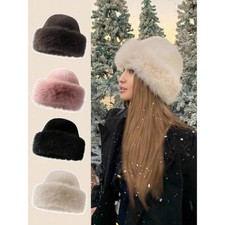 New Fluffy Fur Bucket Hat For Women Plush Fisherman Hat Warm Women's Winter Hat