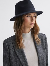 Reiss Ally fedora hat navy M/L £68