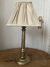 Bhs, Wooden Marbled Effect, Candlestick Lamp, With Silk Pinch Pleat Shade-16” H