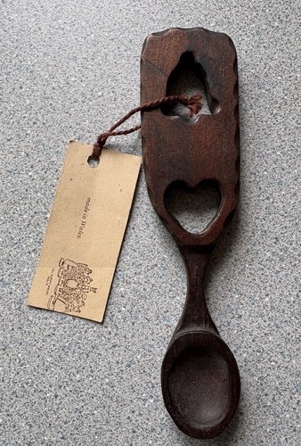 Wooden welsh love spoon - wooden, spoon,