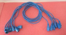 6 x Straight IEC C13 Socket To Straight IEC C14 Plug Power Cable Blue 1.5m
