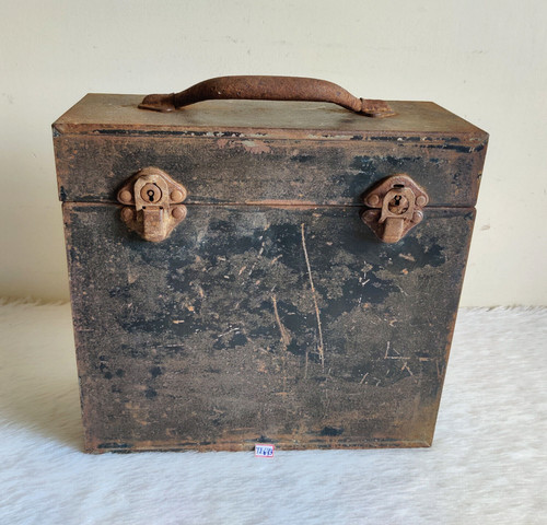 Vintage tin safety suitcase - vintage,