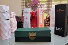 Champagne (empty) inc Dom Perignon Moet Veuve Pencil Lanson Music Box Roederer