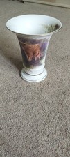 Harcourt China handpainted vase, Highland Cattle
