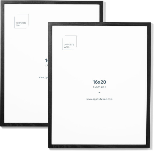 Black solid oak picture frame - black,