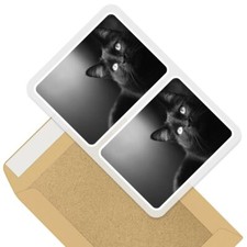 2 x Rectangle Stickers 10cm BW
