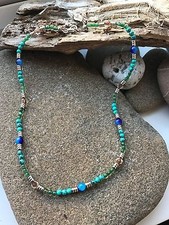 Surf Necklace - Turquoise/Green Beads -Surfing Lifestyle