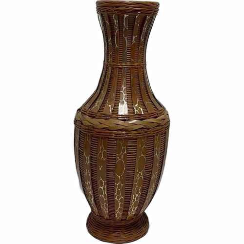 Brown wicker wrapped glass - brown,
