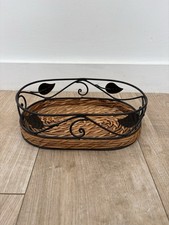 Wicker Serving Tray Metal