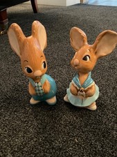 Pendelfin mother & Father Rabbit 8" tall - blue