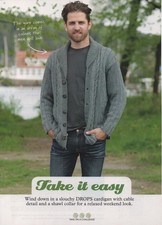Shawl Collared MEN’S CARDIGAN - Knitting Pattern - DROPS KARISMA DK