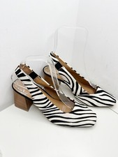 Next  Comfort Zebra Striped Pony Effect Block Heel Sling Back  Court Shoes