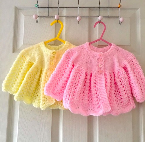 New hand knitted lacy matinee - new,