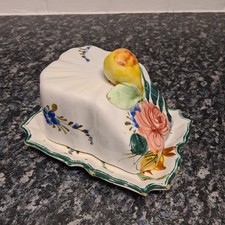 Vintage Ceramic Butter / Cheese Dish with Lid with Floral Pattern