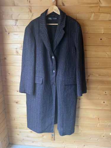 Zara pinestripe overcoat 100%