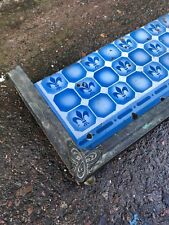 Reclaimed Enamel Hearth & Brass Fireplace Fender Fleur De Lis Blue/White 30s 40s