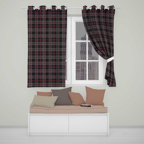 Blackout eyelet curtains red - eyelet,