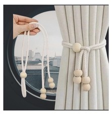 2X Wooden Beaded Curtain Tie