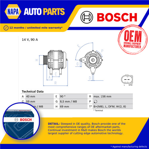 Alternator 0986046050 bosch - 0986046050,