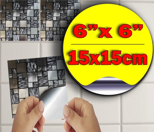 Black silver chrome tile - black,