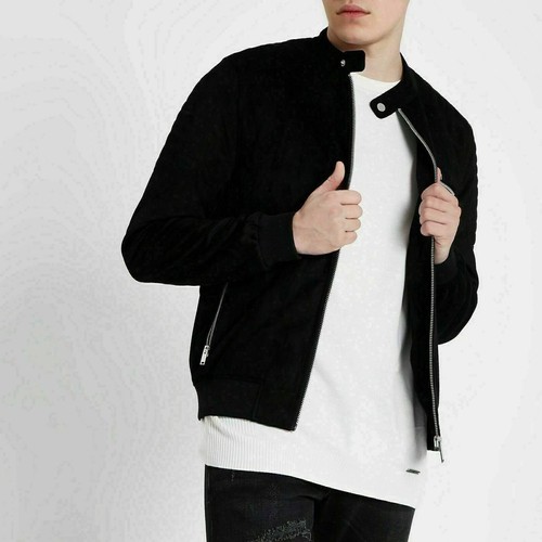 Elegant new men black suede - men's,