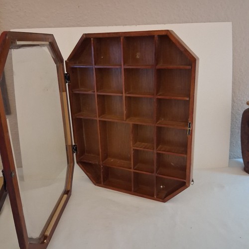 Vtg wood glass octagonal - &,
